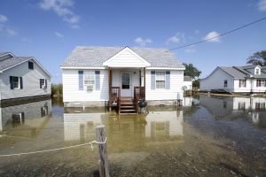 House surrounded by water on Tangier Island