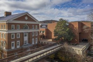 Aerial view of Ruffner and Bavaro Halls at UVA Ed. School