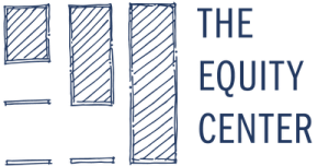 Logo for Equity Center, features three vertical bars whose upper edges all align