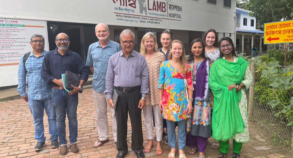Dr. William Petri, third from left, stands with researchers at LAMB Hospital in Bangladesh.